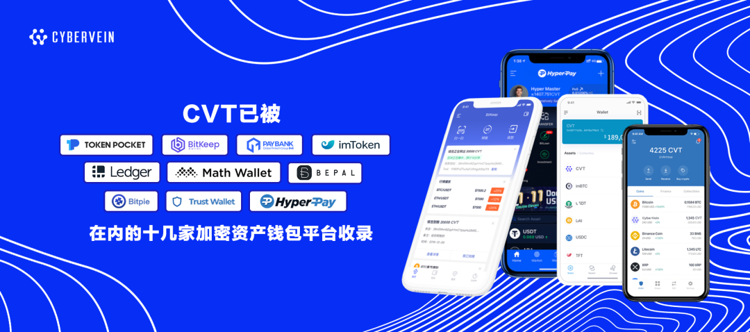 CyberVein的CVT在多场景应用及众多数字货币交易所与钱包上线情况